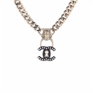 CHANEL 合金22C拉鏈頭雙C吊墜項鏈項鍊