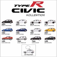 civic collection 2d keychain fk8 fk2 fn2 EP3 ek9 ek4 eg6 ef8 ef at as