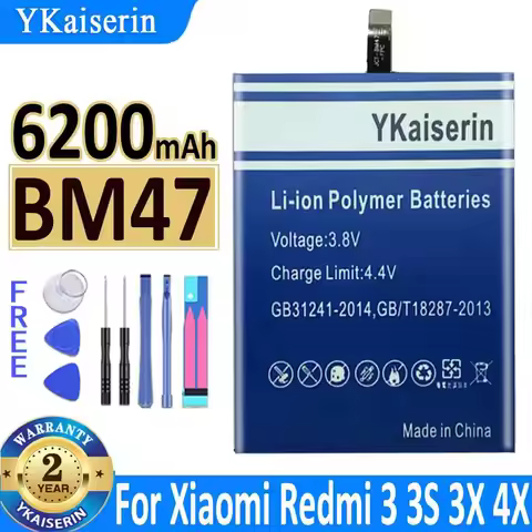 For Xiaomi Redmi 3 3S 3X 4X Reliable Power Mobile Phone Battery BM47 6200mAh