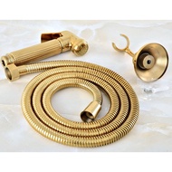 Bidets Faucet Sprayer Solid Brass Gold Brass Handheld Toilet Bathroom Bidet Garden Faucet &amp; 1.5m Hose and Bracket Shh038
