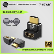 7-STAR* 8K HDMI 2.1 Male to Female Adapter 270 Degree Converter for PC HDTV Laptop Monitor - HM-HD(M