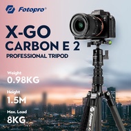 Fotopro X-GO CARBON VIDEO E 2 Carbon Fiber Travel Tripod, Compact Camera Tripod with Ball Head, Deta