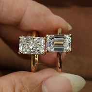 1/2/3ct Emerald Cut/ Radiant cut Solitaire Moissanite Engagement Ring with gra Certificate 925 Sterl