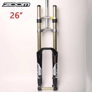 ZOOM 26" MTB Bike Suspension Fork 1-1/8" Aluminium DH680 Bicycle Fork 110*20mm TA Lockout Disc Brake