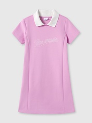 女裝|Logo印花翻領短袖洋裝-粉色