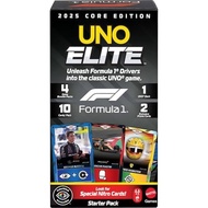 Mattel Games UNO Elite F1 2025 Core Edition Starter Pack Card Game with 4 Booster Packs & 2 Promo Ca