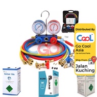 ‼️ 7 BRAND ‼️ Manifold Gauge Set R134a Meter Gas 13.6kg Gas Aircond Kereta Car Peti Ais R134 134A fl