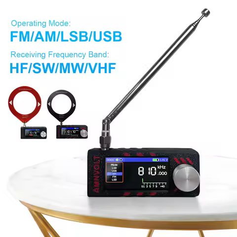 SI4732 0.5-108mhz LSB USB AM FM FM/AM Radio 1.9inch IPS Screen HF SW MW VHF Radio Portable Radio All