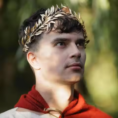 Fashion Unisex Greek Laurel Crown Adjustable Gold Royal King’s Headband Elven Circlet for King Men A