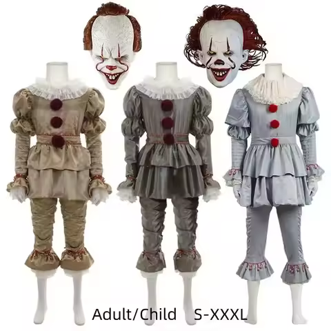 ♥2026 New Pennywise Halloween Stephen King Horror Clown Mask Party Costume Children Clothes ♥♥★