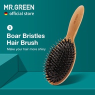 Mr.green Boar Bristle Hair Brush Natural Beech Comb Hairbrush For Curly Thick Long Dry Wet Hair Deta