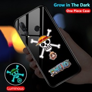 【Luminous Glass Casing】Huawei Y6S Y9S Y5 2018 Y6 Pro 2019 Prime Anime One Piece Luffy Phone Case Cov