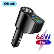 Elough 66W Dual USB Dual Type C Car Charger Fast Charging Digital Display USB Type C Charger Adapter