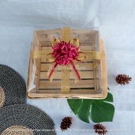 ( K25 ) (B054) Imlek Series Keranjang Mika Tinggi (KMT) 25cm, 30cm Pita | rantang kotak anyaman bamb