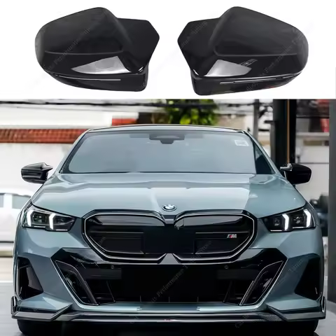 2pcs M Style Gloss Black Car Rear View Mirror Cover Caps Trim Shell Frame For BMW G60 G61 520i 520d 
