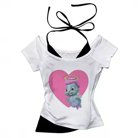 Bibble crop top teen grunge cutecore anime shirt korean fashion summer emo gyaru party