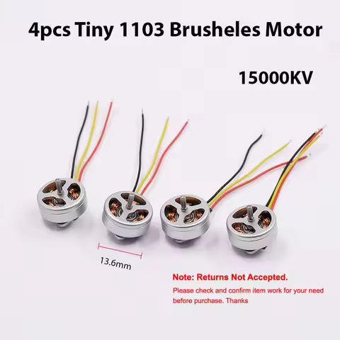 4pcs Tiny Mini 3-phase 1103 Brushless Motor 15000KV 1S-2S 3.7V 7.4V High Speed Engine For RC Drone A