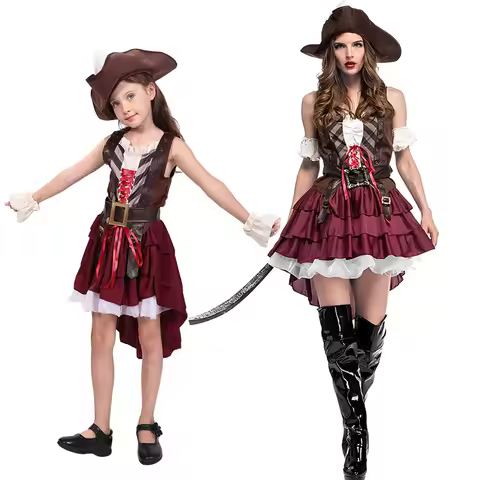 Caribbean Pirates Parent Child Role Playing Costume Somali Female Pirates Festival Party Uniform Sta