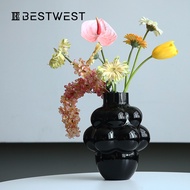 [48H Shipping]Best west Black Grape Shape Hydroponic Glass Vase Home Advanced Living Room and Dining