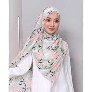 Printed Chiffon Long Shawl / Instant 2 Loops (2 Muka) Less Iron - M/L/XL