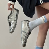 Genuine Leather Flat Ballet Shoes with Squared Toe and 5cm Heel Lift - Casual Women's Style