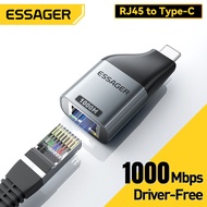 Essager 1000 Mbps Type C To Network Ethernet Adapters Type-C 100 Mbps Adaptors Compatible With Windo