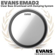 Evans Emad2 Clear Bass Drumhead Batter Damping | 18 20 22 24 Inch