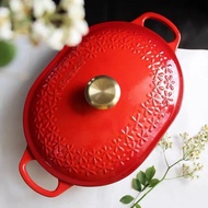 France Le Creuset enamel pot stew pot runway pot embossed 31cm cast iron pot household oval pot