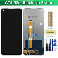 หน้าจอ6.5 "สำหรับ Oppo A74 5G หน้าจอสัมผัสจอแสดงผลแอลซีดีดิจิทัล Cph2263 Cph2197พร้อมกรอบสำหรับ Oppo