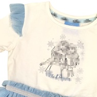 RM28 D!sny Fr0Z Elegant Girl Kids short sleeve Dress white blue - Size 1.5Y-8Y