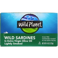 Wild Planet Sardines In Extra Virgin Olive Oil Lightly Smoked 125g
