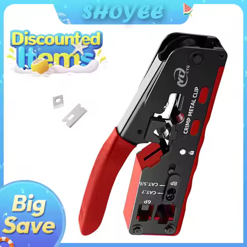 Rj45 Rj12 Rj11 Pass Through Crimp Plier Cat7 Cat6 Cat6A Cat5 Cat5e Stripping Crimping Tool with 8P/6