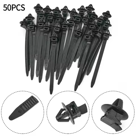50x Car Nylon Cable Tie Hose Clamp Fastening Zipp/er With Black Fastener Clamp Automobiles General I