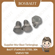 304 Stainless Steel Bolts 1/ 4x1/2 - B/O SS304 1/4X1/2 T20