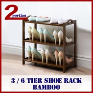 Bamboo Shoe Rack / 3 Tier or 6 Tier