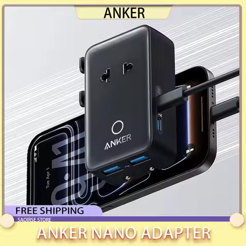 Anker Nano Travel Adapter, 5-Port Power Adapter with 1× 2-Pin AC, 2 USB A, 2 USB C for 20W, Smart Te