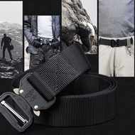 Army Military Tactical Canvas Belt 125cm Outdoor Belt - Black