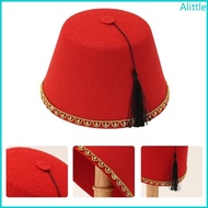 Alia Ottoman Fez Hat Breathable Turkish Hat Black Tassels Caps for Ethnic Festival Use