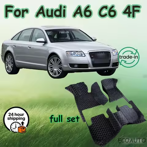 Car Floor Mats For Audi A6 C6 4F 2004~2011 Carpet Luxury Leather Mat Full Set Durable Rug Auto Inter