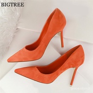 Plus Size 34-43 Woman Concise Office Shoes Fashion Pointed Toe Women Pumps Flock Shallow