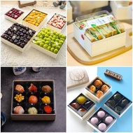 [Caiting Life Store] Single Grid/4 Grid/9 Grid Wooden Box (Including Lid) Sushi Mooncake Packaging B