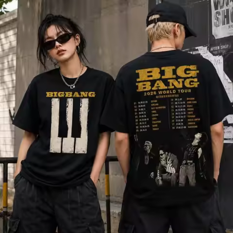 Bigbang 20th Anniversary Concert 2026 World Tour Unisex Vintage T-Shirt Tour Date Back Print Kpop Fa