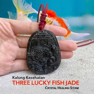 Three Lucky Fish Jade Health Necklace (AD26)