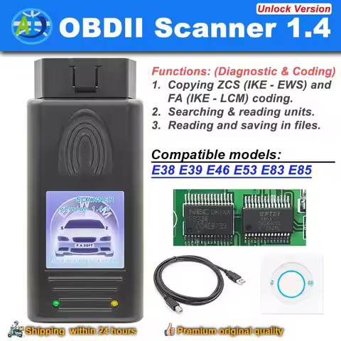 OBDII Scanner For E38 E39 E46 E53 E83 E85 Series 3/5/7/X5/X7 Version 1.4.0 Unlocked Code Reader OBDI