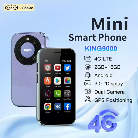 SERVO KING9000 Android Mini Smartphone 4G LTE 2GB+16GB Memory Play Store GPS Face Unlock 3.0" Small 