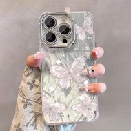 Casing iPhone 11 13 14 15 16 Pro Max Luxury Pearlescent White Butterfly Case For iPhone 13PM 16PM 15