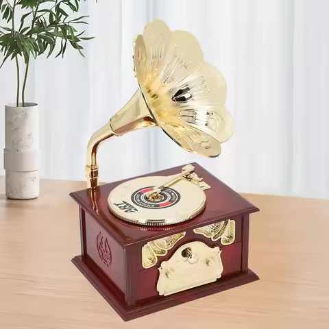 ABS Gramophone Music Box Mechanical Retro Mini Size Phonograph Music Box Music Box Exquisite Clockwo