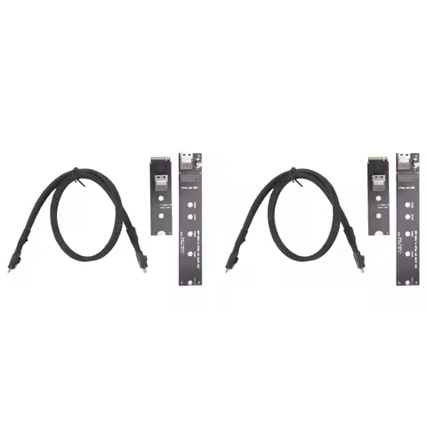 2X NGFF M.2 NVME M-Key SSD Male To Female Extension Cable 50Cm With SFF-8654 Connector For Mainboard
