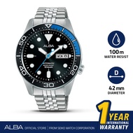 Jam Tangan Pria Alba Automatic Stainless Black Dial AL4195