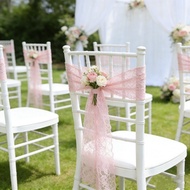 Lace Jacquard Chair Decoration Chair Cover Chair Bow Tie Strap Bow Wedding Hotel Lawn Wedding Decora